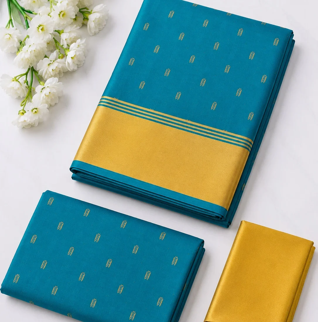 Unstitched Salwar Set – Turquoise Blue Chanderi Silk