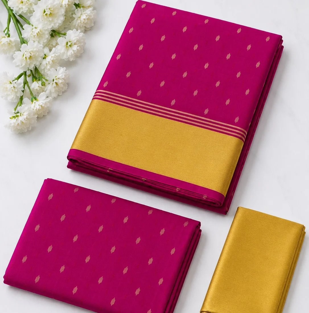 Unstitched Salwar Set – Magenta Pink Chanderi Silk