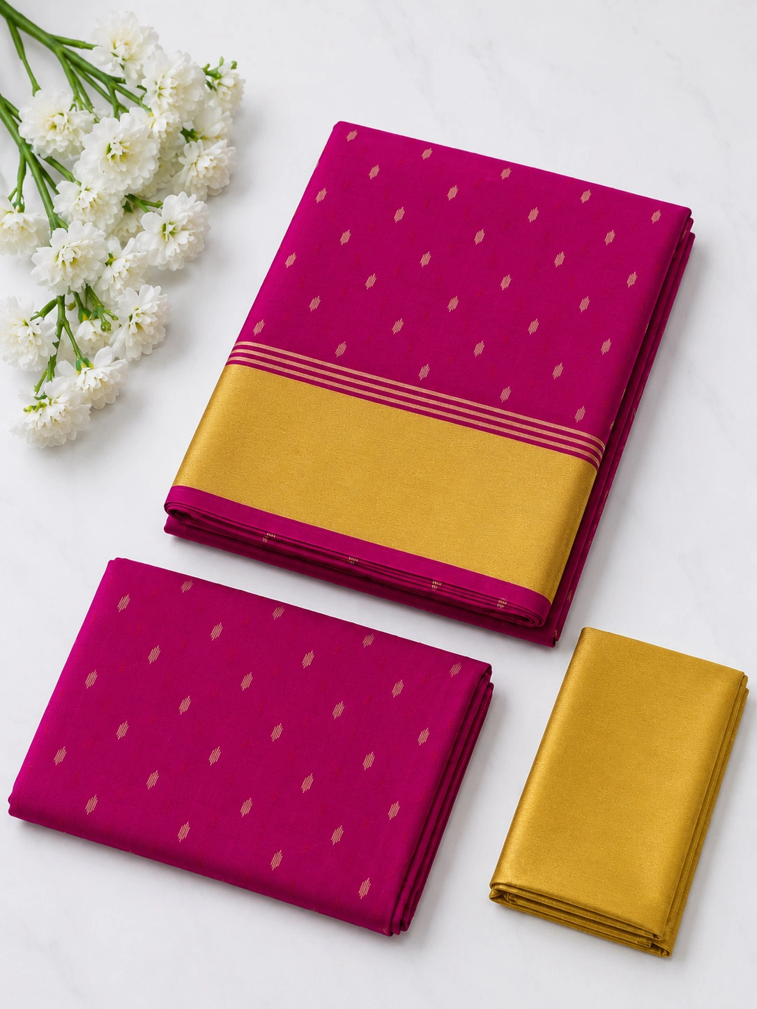 Unstitched Salwar Set – Magenta Pink Chanderi Silk