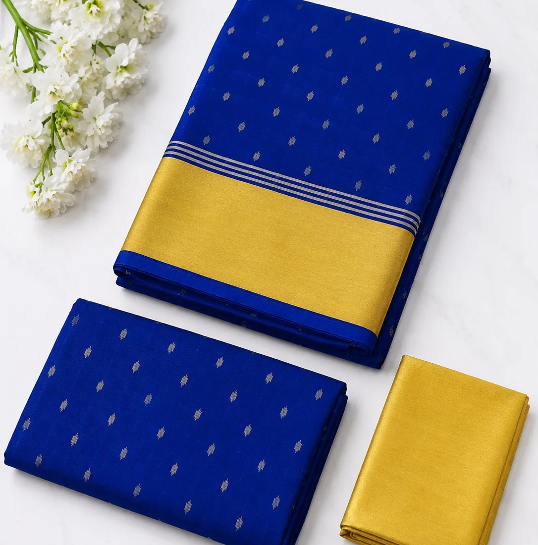 Unstitched Salwar Set – Royal Blue Chanderi Silk