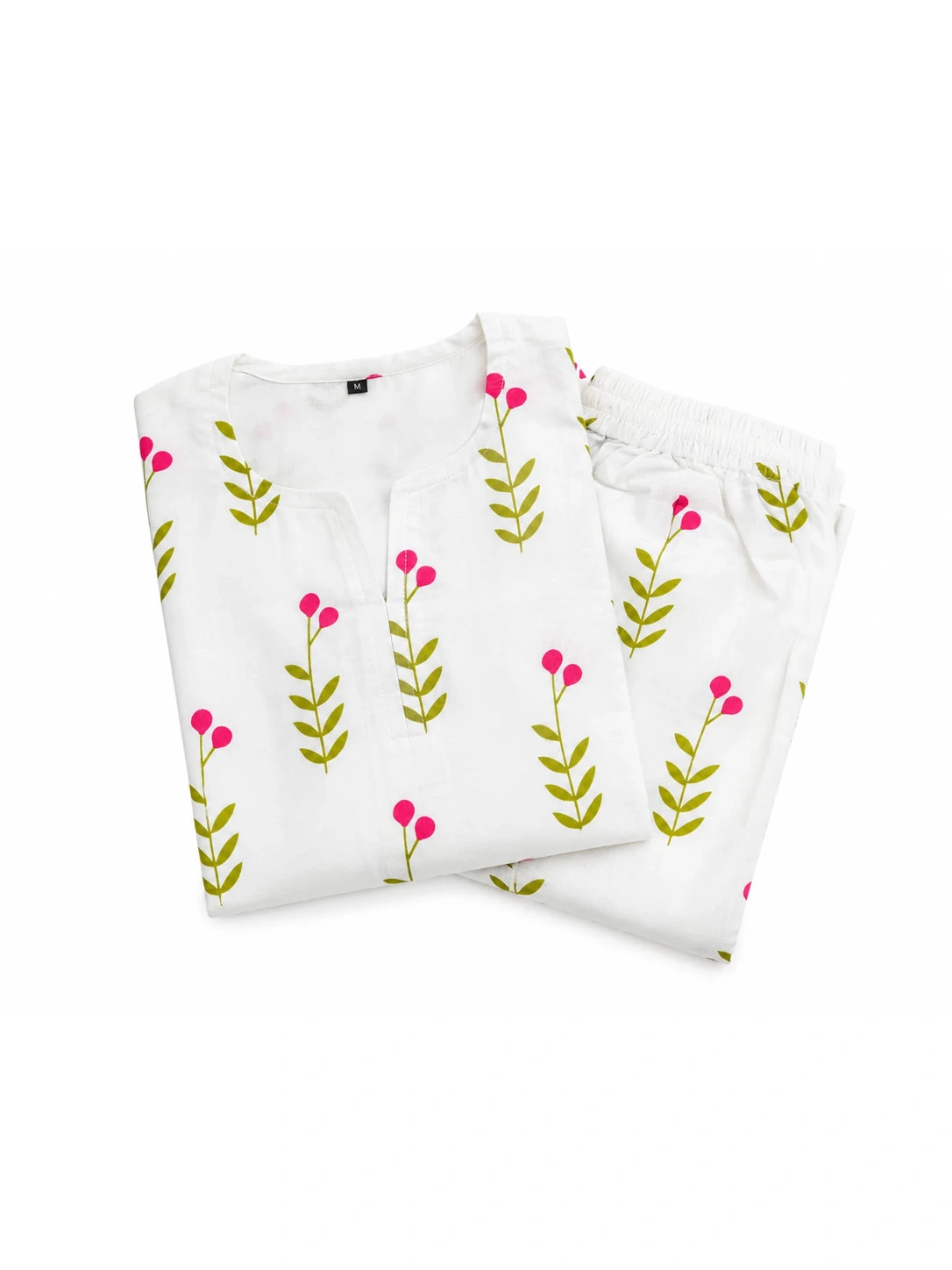 White Pink Blossom Printed Co-Ord Set – 2 Piece